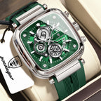 POEDAGAR Square Silicone Sport Watch