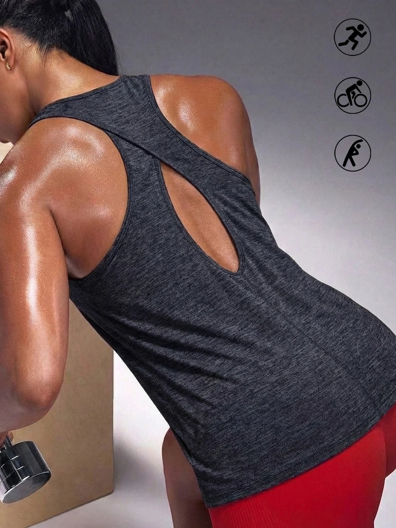 Knit Construction Polyester Solid Sleeveless Top