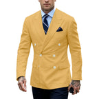 Linen Double-Breasted Slim Tuxedo Blazer