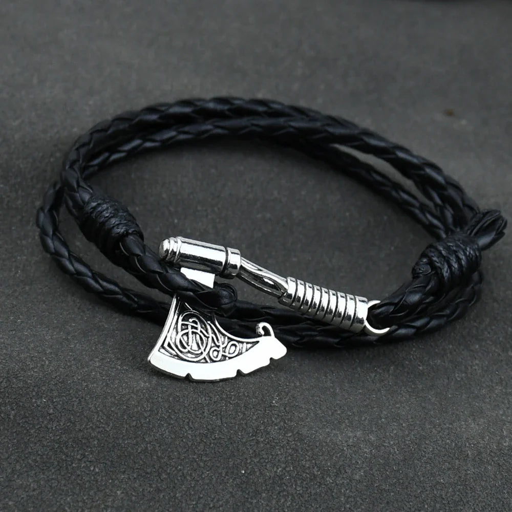 Viking Axe Leather Bracelet