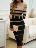 Striped Bodycon Midi Dress
