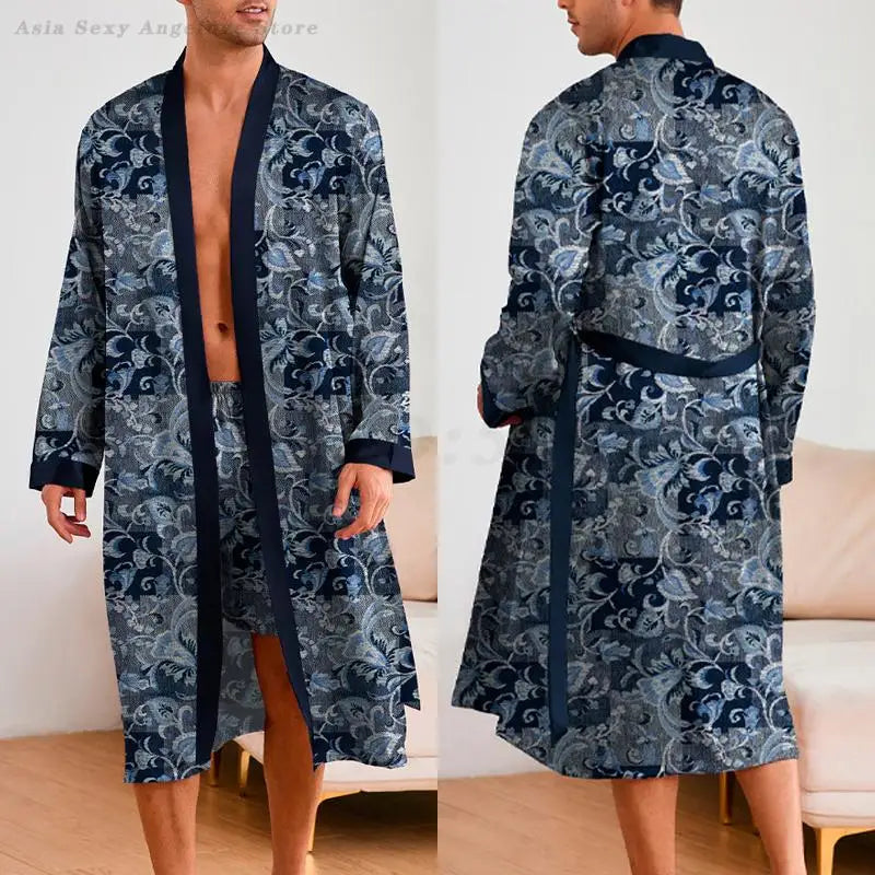 Print Flower Sleepwear Long Bathrobe