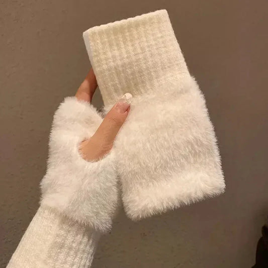 Soft Mink Fingerless Gloves