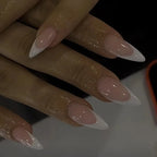 French Tip Fake Nails Almond