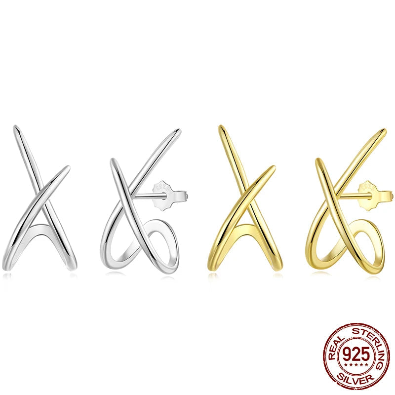 Geometric Silver Stud Earrings