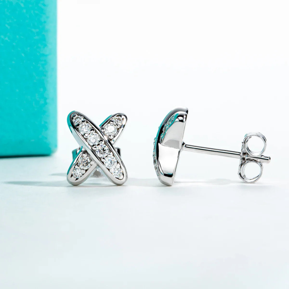 Cross Moissanite Stud Earrings