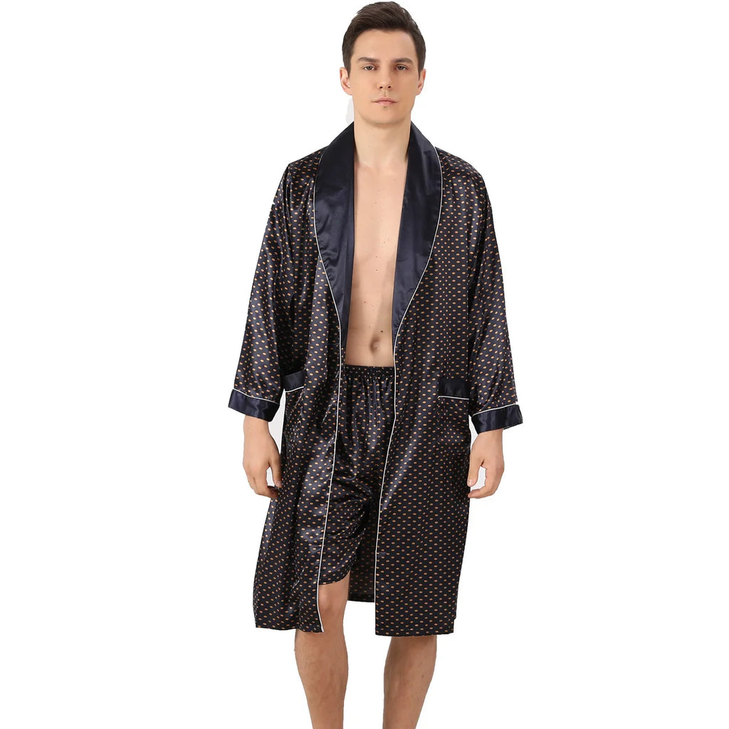 Summer Satin Shorts Robe Bathrobe