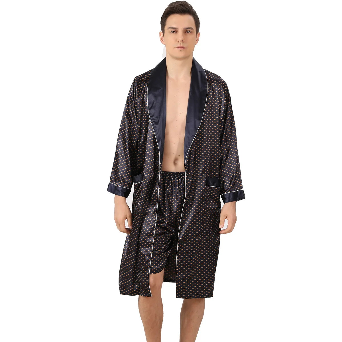 Summer Satin Shorts Robe Bathrobe