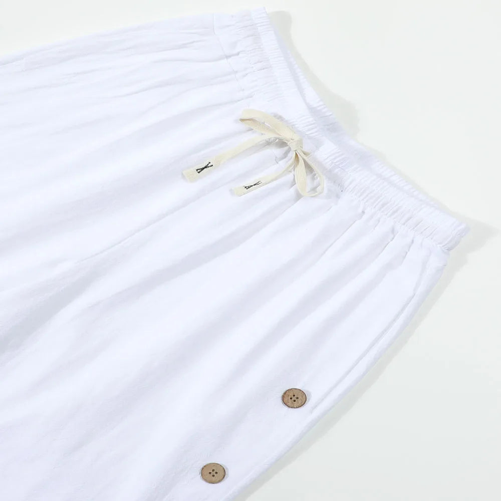 Linen Drawstring Beach Trousers
