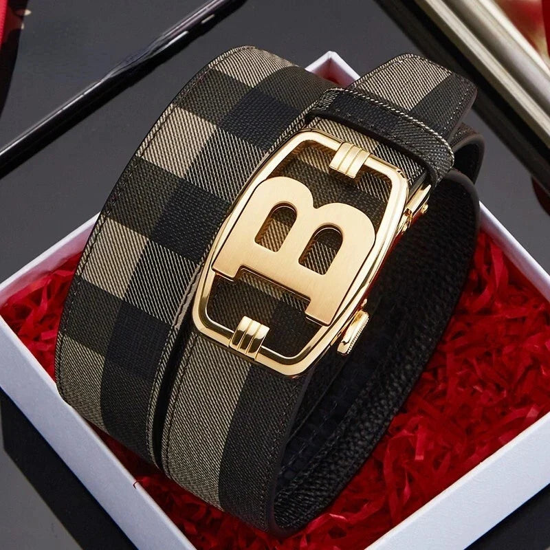 Wide leather canvas belt