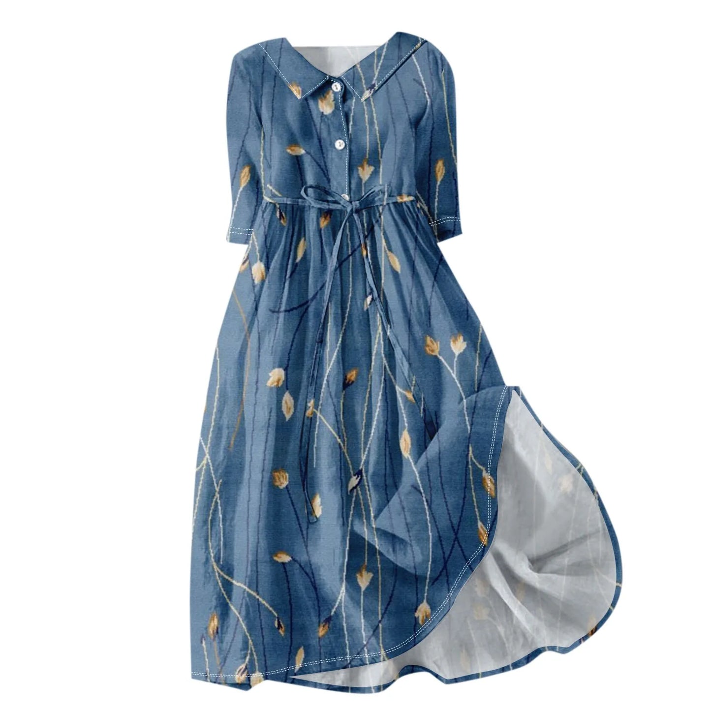 Floral Lapel Party Dress