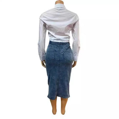 Women Patchwork Denim Outfit