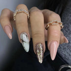 Gradient Wearing Fake Nails Long