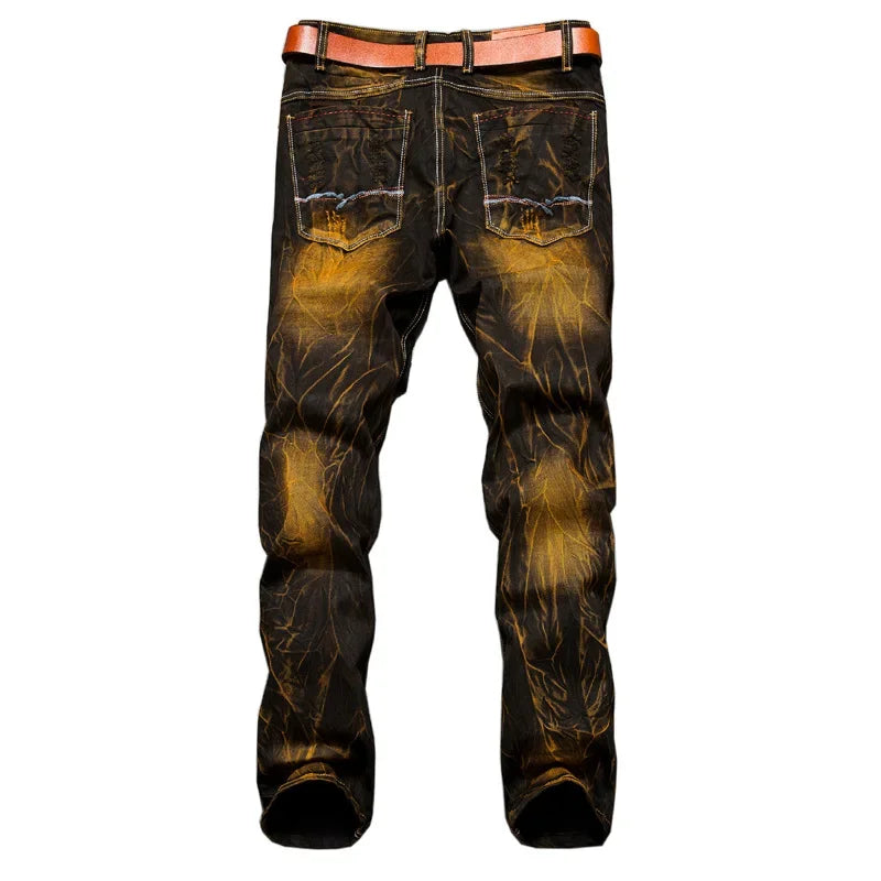 Men Patchwork Ripped Jeans