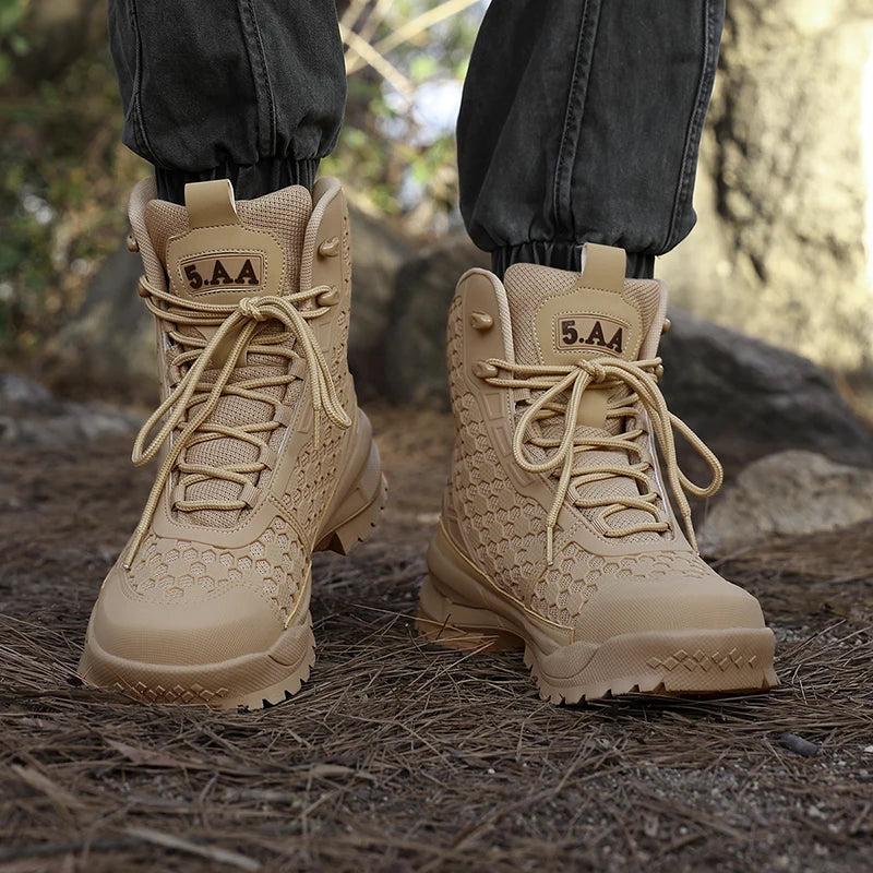 Orange Leather Motorcycle Combat Boots