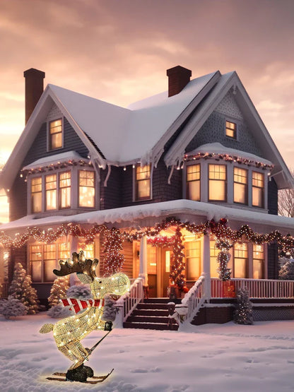 Glowing Ski Reindeer Ornaments