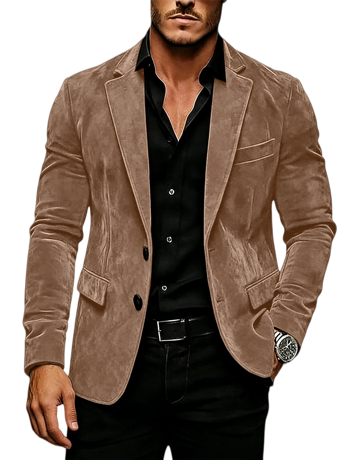 Suede Texture Notch-Lapel Sport Coat