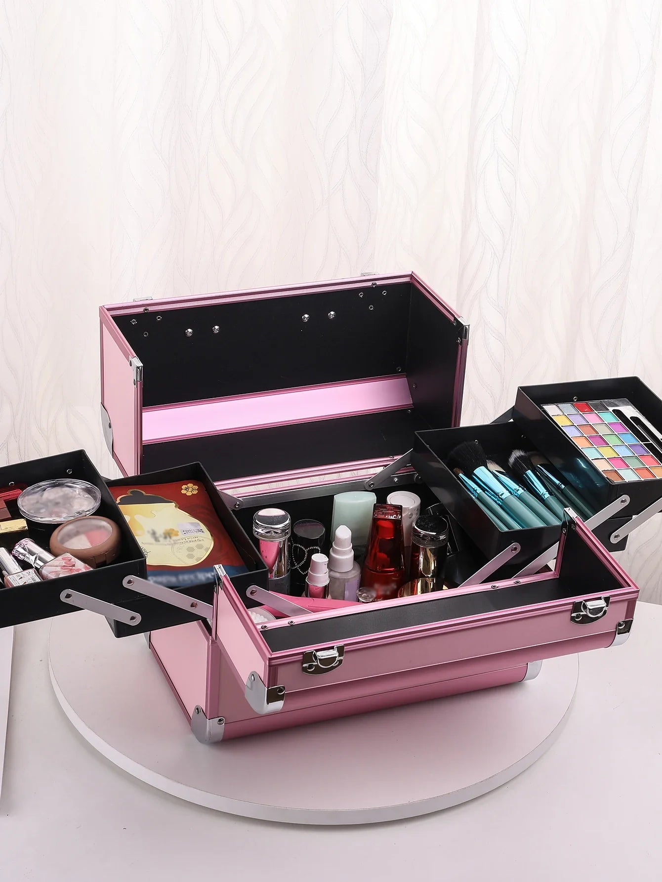 Portable Aluminum Alloy Makeup Train Case with Handle