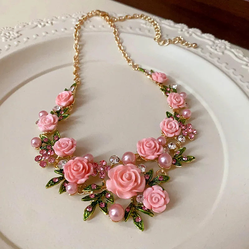 Crystal Pearl Necklace Set