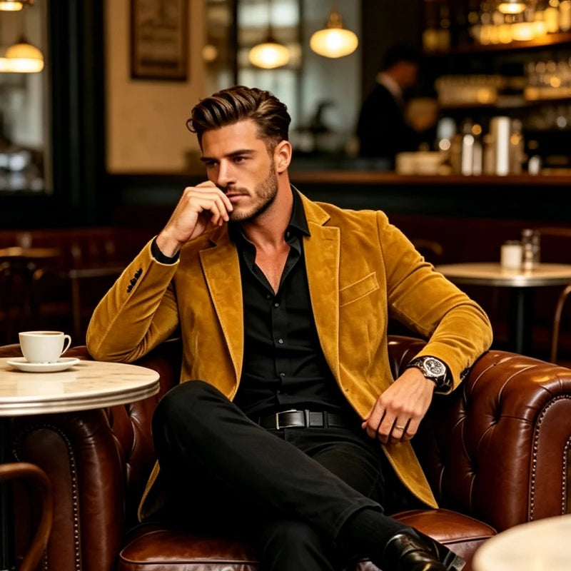 Suede Texture Notch-Lapel Sport Coat