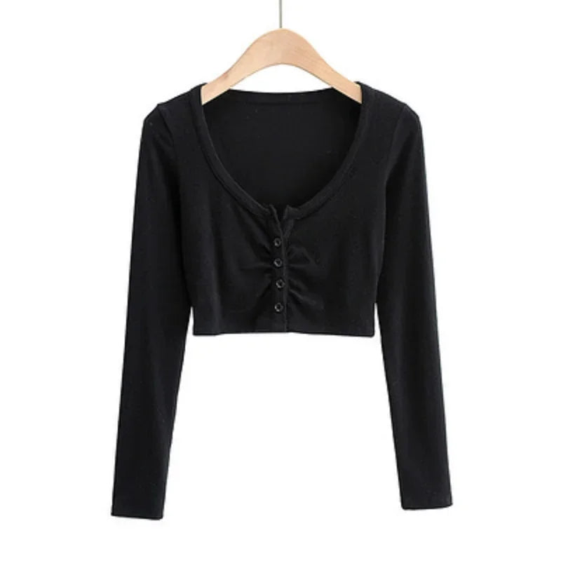 Broadcloth Solid V-Neck True-To-Size Fit Crop Top