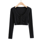 Broadcloth Solid V-Neck True-To-Size Fit Crop Top
