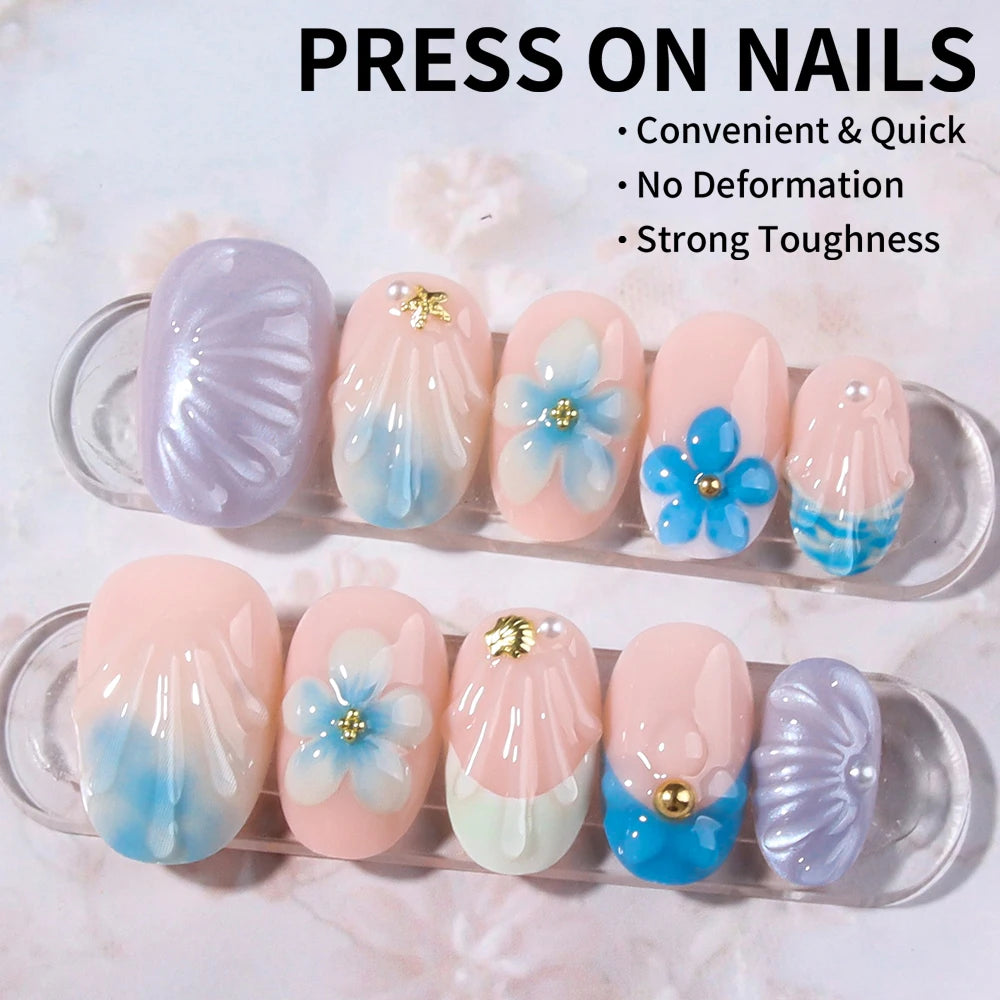 Almond 3d gel nails Whale