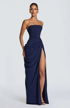 Strapless Pleated Long Dress