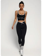 Nylon Crew Neck Pullover Two-Piece Yoga Set