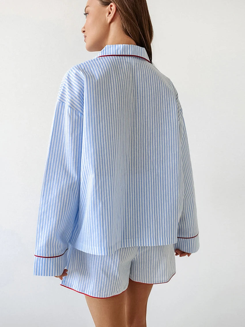 Striped Cotton Long Sleeve Pajama Set