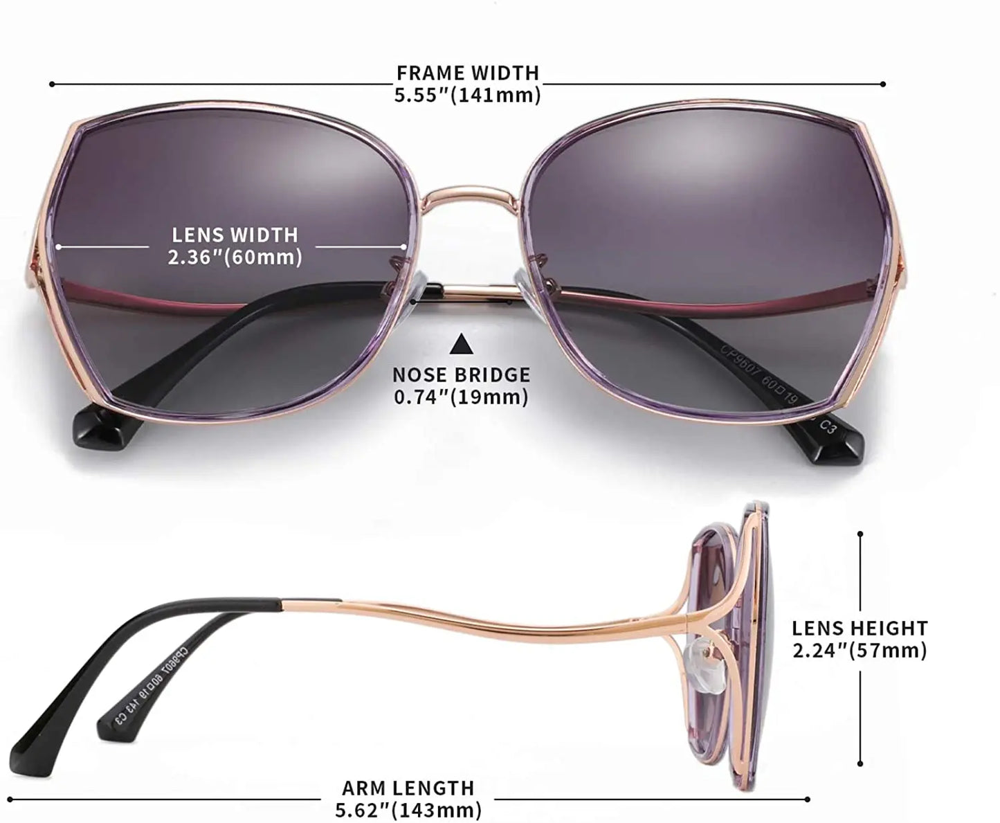 Oversized Polarized Butterfly Sunglasses