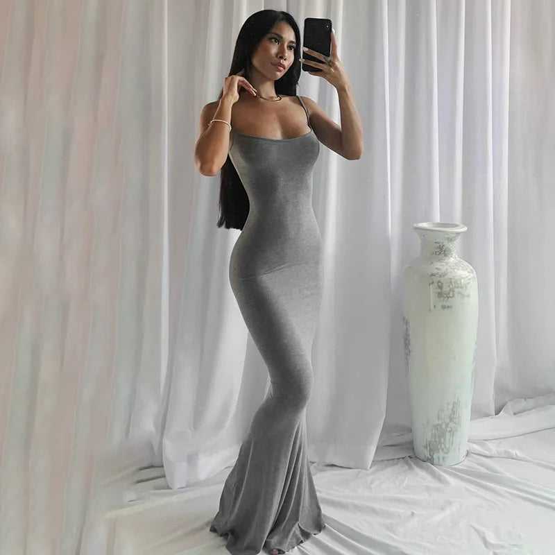 Spaghetti Strap Bodycon Maxi Dress