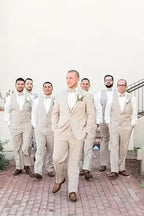 Linen Three-Piece Beach Wedding Tuxedo