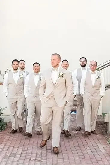 Linen Three-Piece Beach Wedding Tuxedo