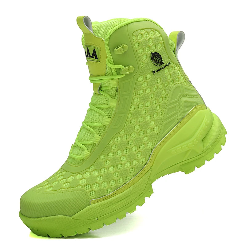 Orange Leather Motorcycle Combat Boots