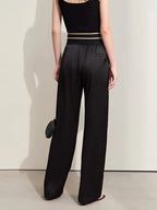 AMII Letter Embroidery Wide-Leg Trousers