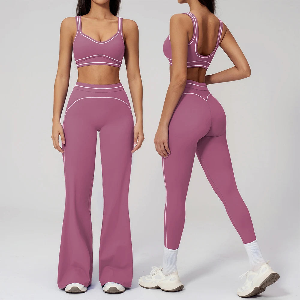 Knit Construction Sleeveless True-To-Size Fit Two-Piece Yoga Set