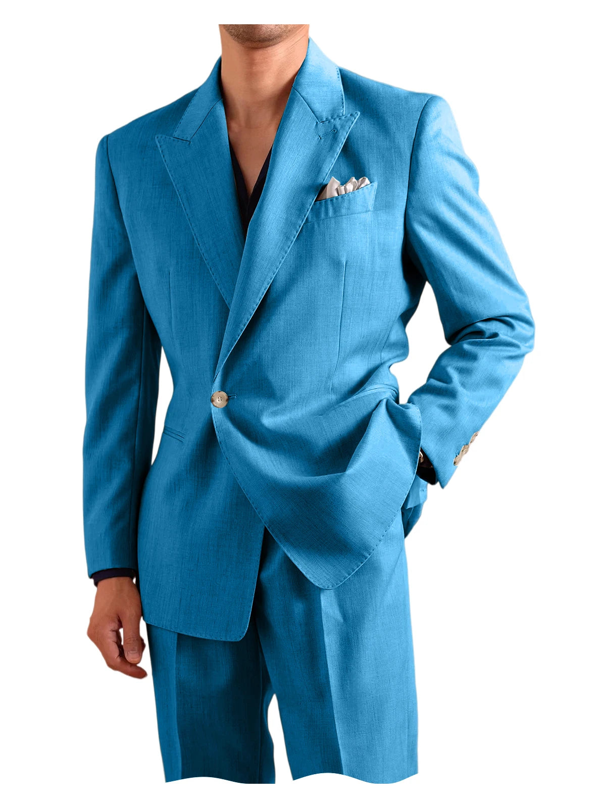 Linen Peak-Lapel One-Button Suit Set