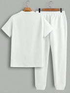 Letter Print Round-Neck Sportswear Set