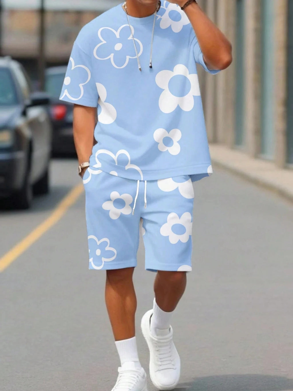 Athletic T-Shirt Drawstring Shorts Set