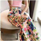 Multi-Color Print Wide-Leg Pants