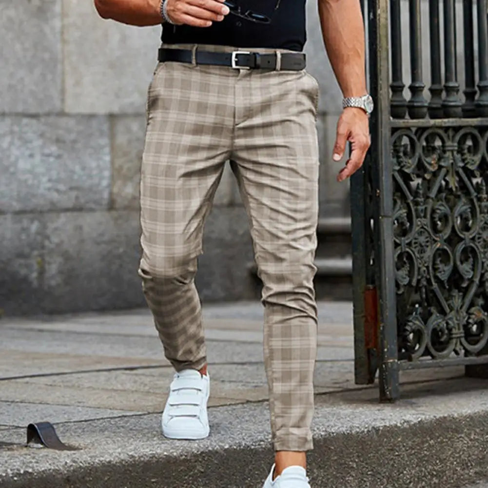 Vintage Checkered Loose Slim Trousers