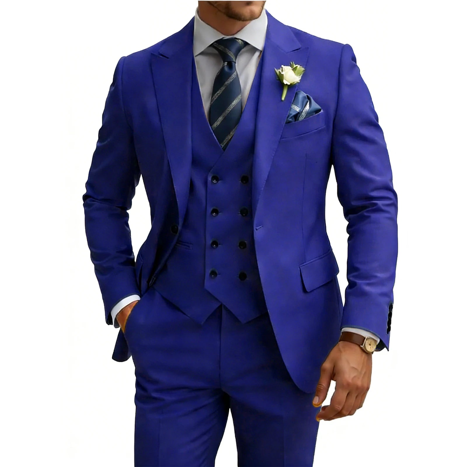 Three-Piece Double-Breasted Formal Tuxedo