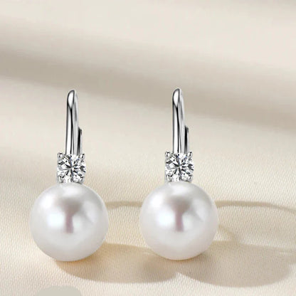 Sterling Silver Pearl Hoop Earrings