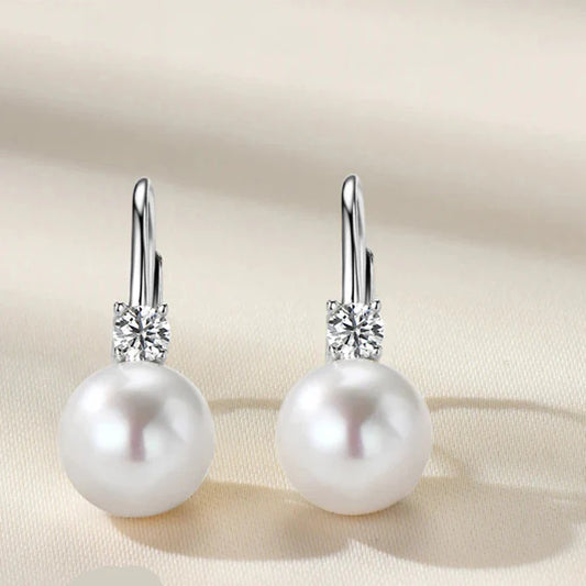 Sterling Silver Pearl Hoop Earrings