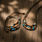 Vnox Wood Bead Necklace Set