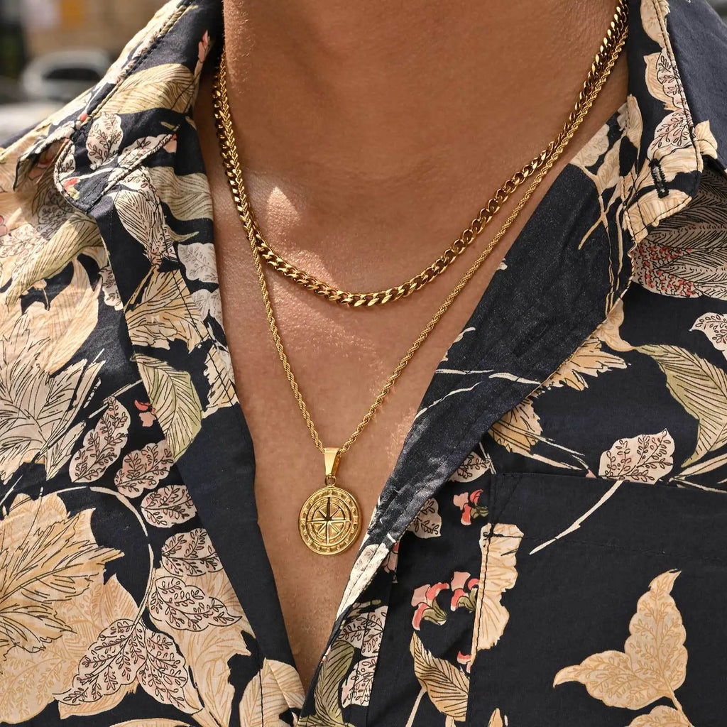 Mprainbow Compass Coin Necklace