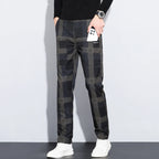 Plaid Check Thick Slim Trousers