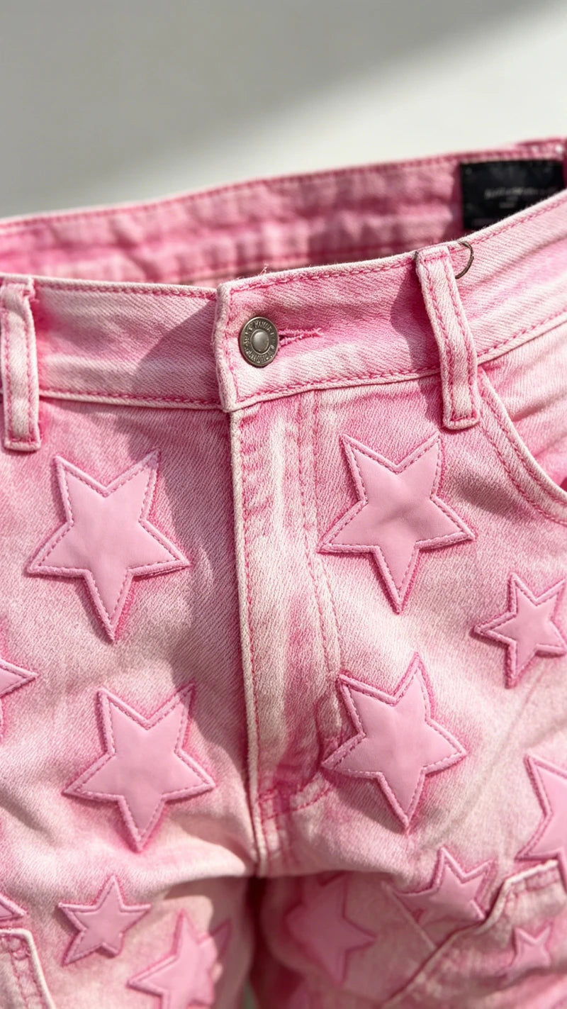 Mid Waist Punk Wide Jeans