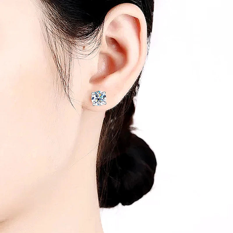 Moissanite Screw Back Stud Earrings